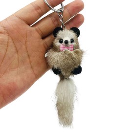 ViWaVee Cute Raccoon Soft Plush Keyring for Car, Motorcycle, Trailer and Lucky Charm Decoration for Backpack, Handbag and Purse, gray