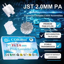 CQRobot JST PA 2.0 mm Pitch 2-Pin Electronic Computer Connector IC Male Plugs, Female Sockets Housing and T-Shaped Crimp Terminal Kit. 100 Sets/400 Pieces Wire-to-Board Adapter Cable Assembly.