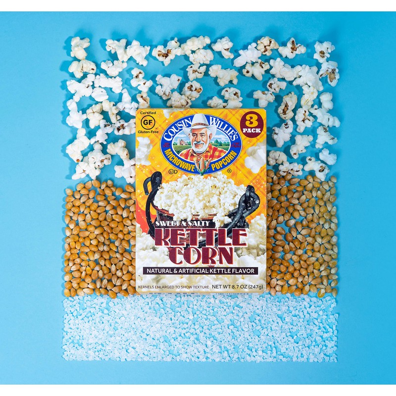 Cousin Willie's Microwave Popcorn Bags, Kettle Corn (4 Boxes, 12