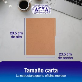 APSA | Folder Tamaño Carta Kraft Biodegradable | Paquete Económico 100 Piezas | Carpeta Reciclable para Documentos | Papel Ecológico con Media Ceja | 