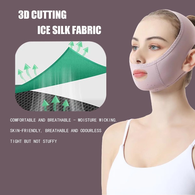 CCAIPU Facelifting Stickers, Breathable, Lightweight Ice Silk V-Face Harnesses (Purple)