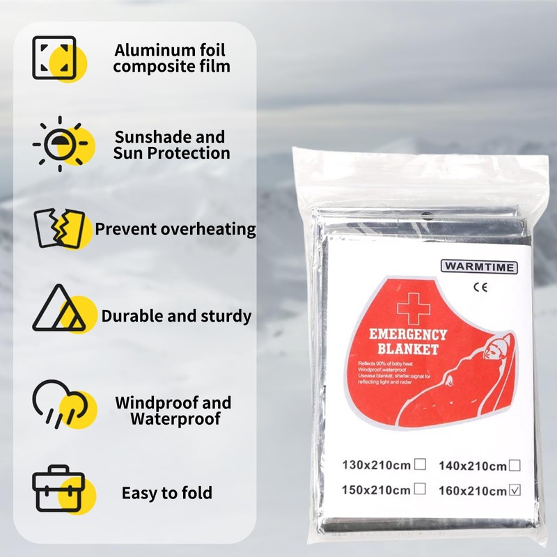 Skyzone Double-Sided Reflective Emergency Blanket 160x210cm - Thermal Insulation for