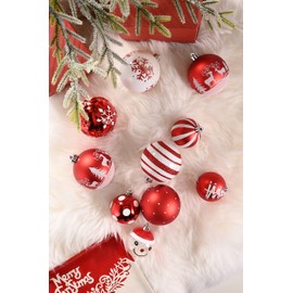 Valery Madelyn Christmas Baubles for Christmas Tree Decorations, 16pcs 8cm Red and White Shatterproof Giant Baubles for Christmas Tree Balls Ornaments for Xmas Decoration