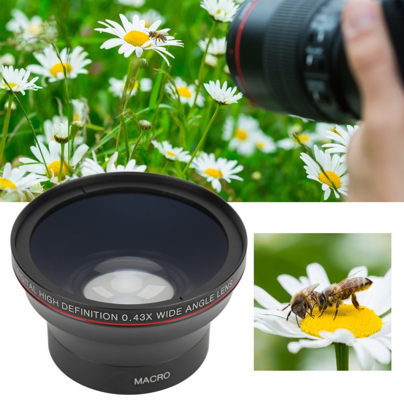 55mm 0.43X Wide Angle Lens Optical Glass Coating Technology Camera