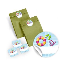 Party Bag Swimming Pool Party Favours for Children's Birthday Party 12 Gift Bags / Green + 12 Stickers + 12 Bookmarks + 12 Mini Notepads Giveaways for Children Girls Boys Birthday Party Accessories