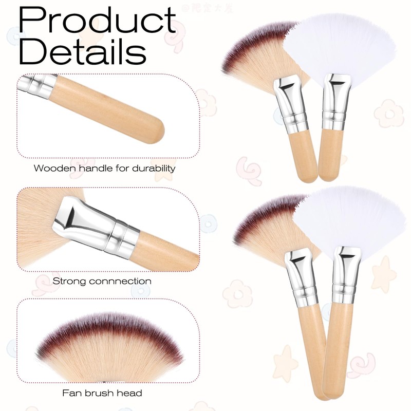 BOHUIZ 4 Pcs Facial Fan Brush for Women Girls, Facial