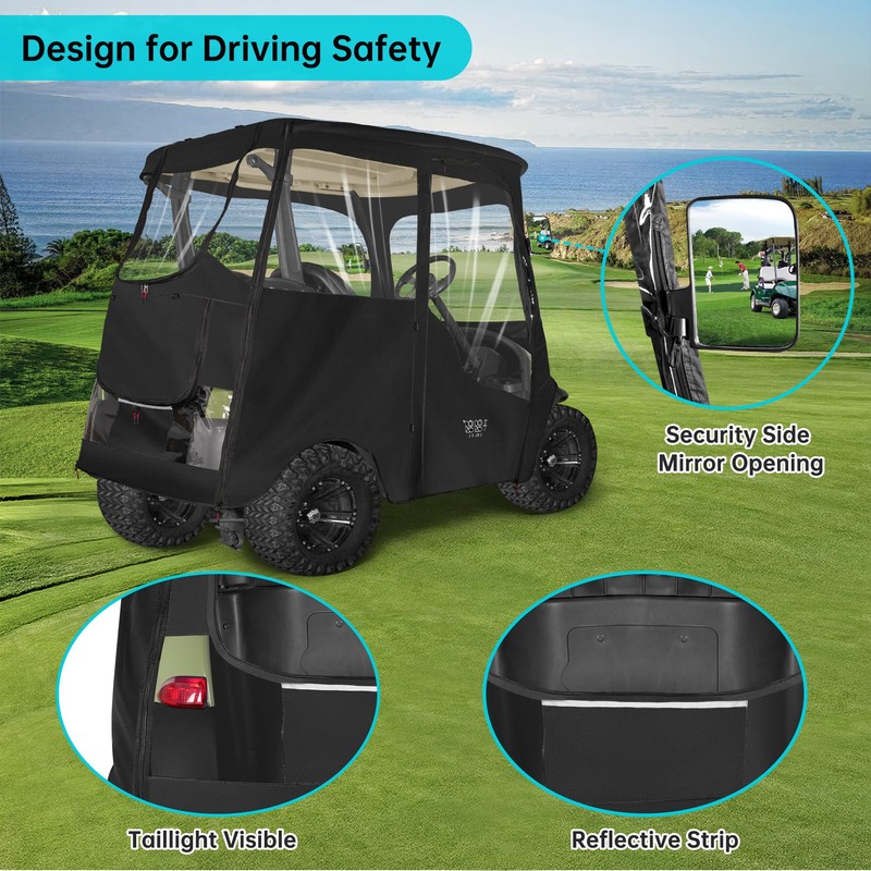 10L0L 2 Passenger Golf Cart Enclosure for Club Car Precedent/Onward/Tempo,