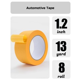 8 Rolls Premium Painters Tape, yellow Tape(1.2 Inch X 13 Yard), Masking Tape, Paint Tape for Multi-Purpose, Painting, Painter's, DIY Crafts Arts Decoration Labeling No Residue, Easy Removal