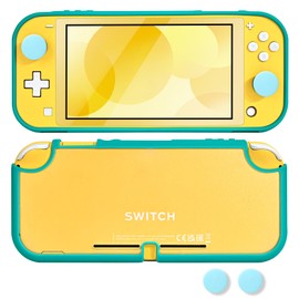 DLseego Case for Switch Lite, Anti Scratch Frosted Translucent White Protective Shell Cover PC Shockproof Protector Case with 2 Pieces Joystick Caps, Green