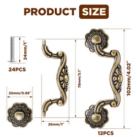Otoolling 12 Pcs 3 Inch Drawer Bail Handle Drop Pulls Vintage Antique Bronze Dresser Handle Rustic Drop Pull with Screws 3" Hole Spacing for Cabinet Dresser Wardrobe Closet Furniture 4" Total Length