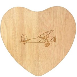 'Old School Plane' Wooden Heart Shaped Chopping/Cutting Board (WB00079857)