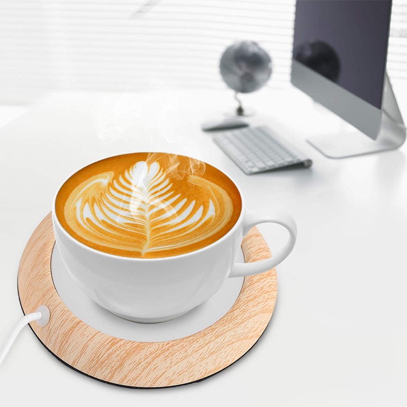 USB Wood Grain Cup Warmer with USB Cable Electric Cup