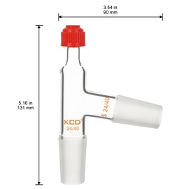 XCD Distilling Thermometer Adapter, 3-Way Glass Adapter with 24/40 Joints and Screw Cap for Distillation Apparatus