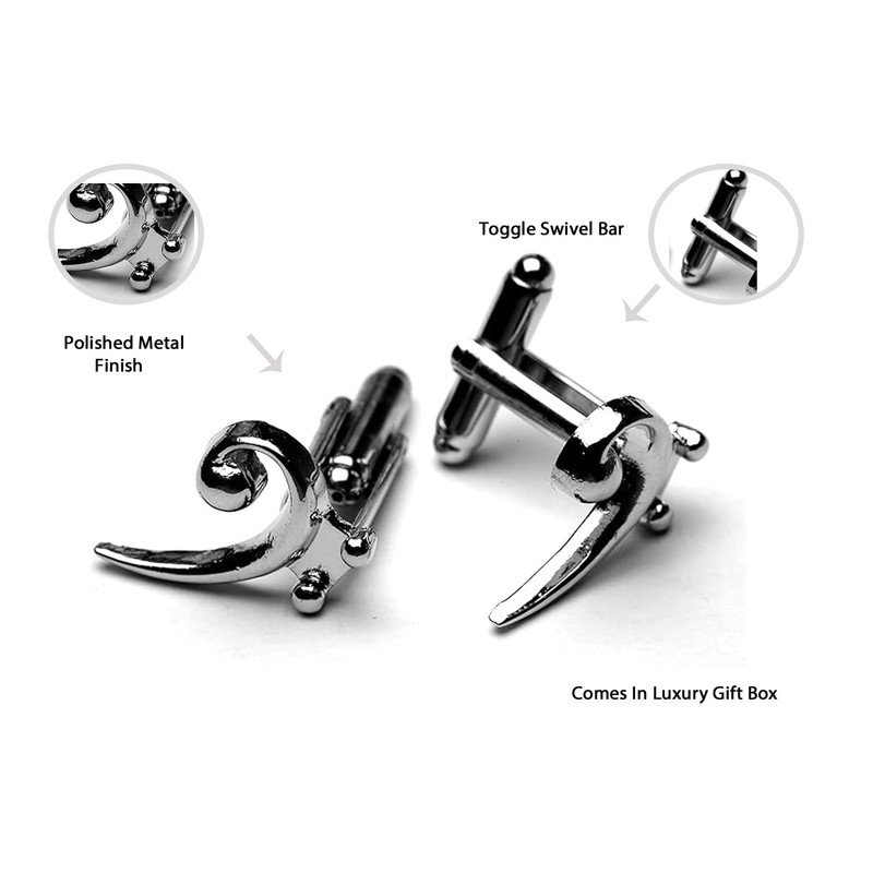 Gifticuffs Bass Clef Music Theme Cufflinks