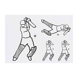 4 x 'Cricket Shot' Temporary Tattoos - Water Resistant, Skin-Safe, Non-Toxic Transfers, Mixed Sizes (TO00015436)