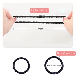 8PCS Elastic Hair Ties for Women and Girls, Soft Cotton Hair Bands Woven Ponytail Holders for Thick Hair, Curly Hair, and Daily Styling, Comfortable Black Hair Bobbles for All-Day Wear