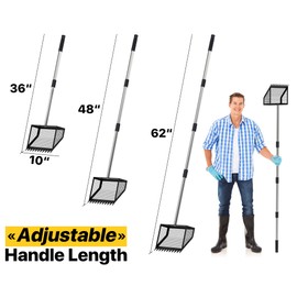 GSBLUNIE Chicken Poop Scooper, 10" Large Chicken Poop Scooper Head for Sand, 62-inch Long Handle Chicken Droppings Scoop Rake for Chicken Coop, Chicken Coop Accessories Tool for Clean