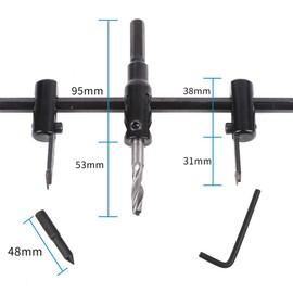 Adjustable Circle Hole Cutter Saw Kit, Standard Circular Cutter for Wood Hole Saw, Circular Saw, Woodworking, Rotary Hole, DIY Tools (30-120 mm)