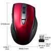 Sanwa Supply MA-WBL166R Wireless Mouse, Silent, Blue LED, 5 Buttons