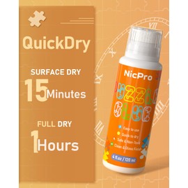 Nicpro 2 Pack Large Jigsaw Puzzle Glue 8oz / 240ml with Applicator, High Gloss & Quick Drying and Non-Toxic, Diamond Painting Sealer for Art Craft Puzzle 1000/2000/3000/5000 Pieces
