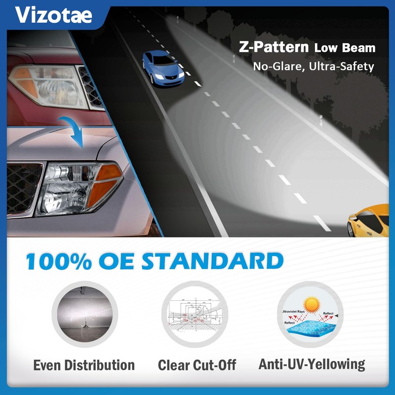 Vizotae Headlights for 2005-2008 Nissan Frontier/2005-2007 Nissan Pathfinder Halogen Headlamp