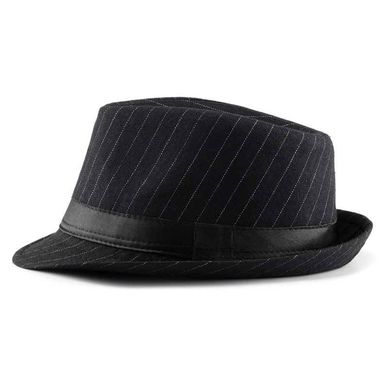 Faletony Unisex Classic Manhattan Structured Gangster Trilby Fedora Hat Black