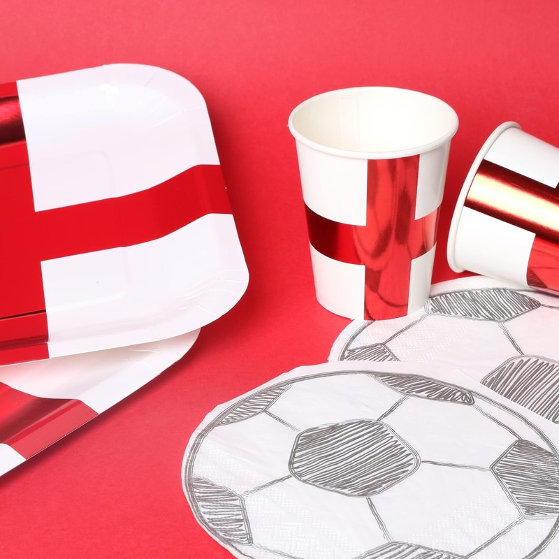 England Flag Cups - Pack of 10 White Paper Cups
