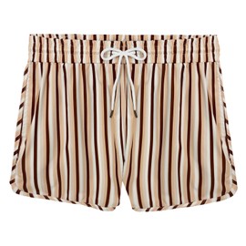 XYKJFIT Mens Swim Trunks Quick Dry 5 Inch Board Shorts for Men with No Liner Breathable Striped Swimwear Bathing Suits Coffee