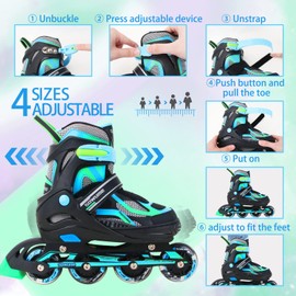 Sowume Adjustable Inline Skates for Girls and Boys, Roller Skates with All Light Up Wheels, Patines para Mujer for Kids and Adults, Men, Women