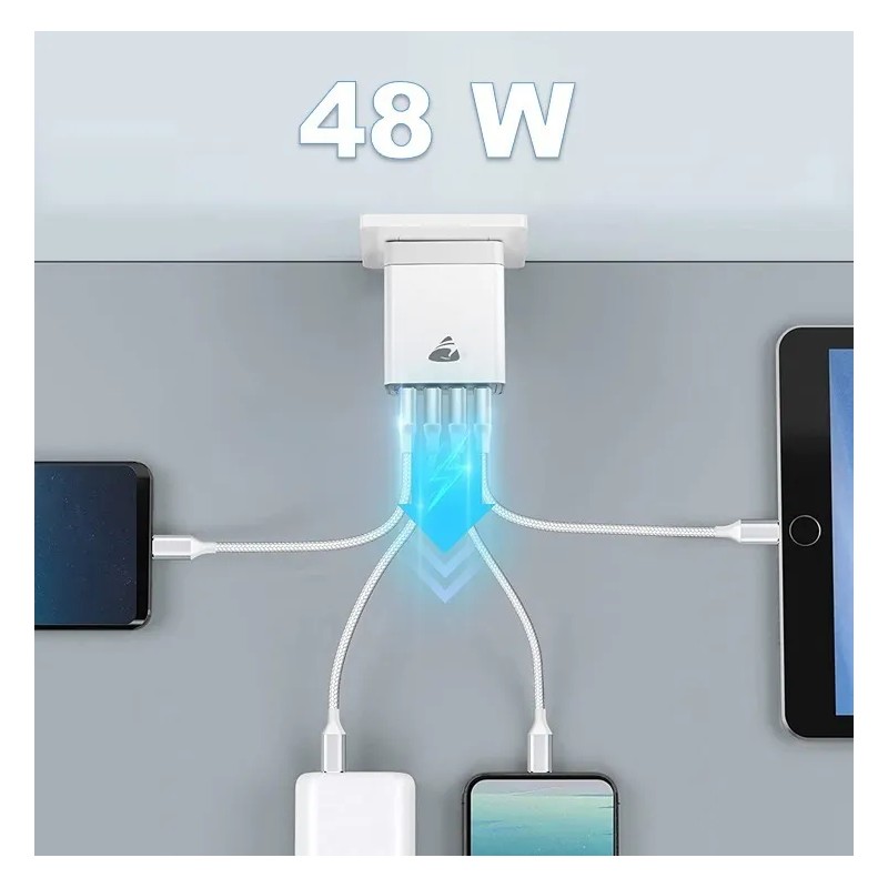 Enchufe Usb Clavija48w Carga Rápida3.0 4puertos Para Celular