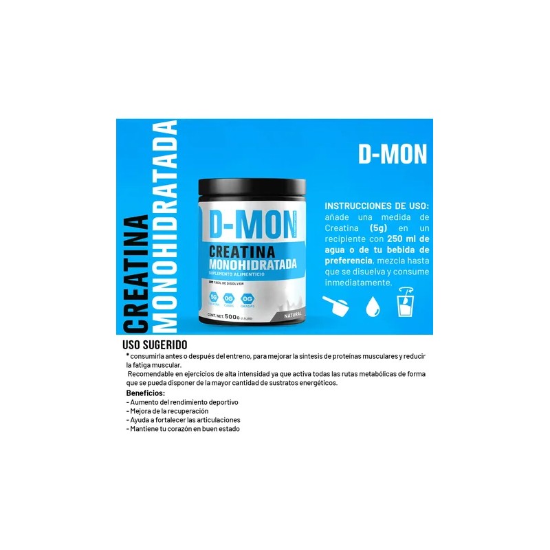 Creatina Monohidratada 500 G D-mon En Polvo Sabores