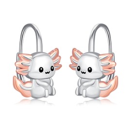 Axolotl Hoop Earrings Sterling Silver Small Animal Leverback Hoop Earrings Axolotl Earrings for Sensitive Ears Axolotl Jewelry Gifts for Women