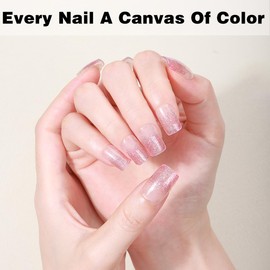 YiMistnnts Semi Cured Gel Nail Strips Kit UV Gel Nail Wraps Exquisite Gel Nail Polish Strips Salon-Quality Gel Stickers for Nails (Pixie Dust)