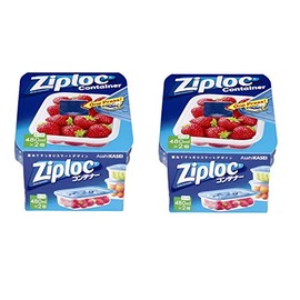 Ziploc Containers, Rectangular, 16.9 fl oz (480 ml), Pack of 2 (2 Sets)
