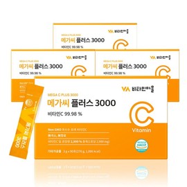 Vitamin Village Mega C Plus 3000 Vitamin C Powder Stick, 270g, 4 Pieces / 비타민마을 메가씨 플러스 3000 비타민C 분말 스틱, 270g, 4개