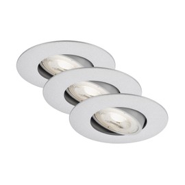 BRILONER - Set of 3 LED Recessed Spotlights, 230 V, LED Spotlight Bathroom IP65, Ceiling Spotlight Infinitely Dimmable, Spots, Ceiling Spots, Bathroom Lamp, Matt Chrome, 90 x 42 mm (DxH)