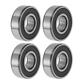 ACROPIX Bearings 6202LLU Ball Bearings Double Seal 15x35x11mm Black Silver Tone Deep Groove Ball Bearings Pack of 4