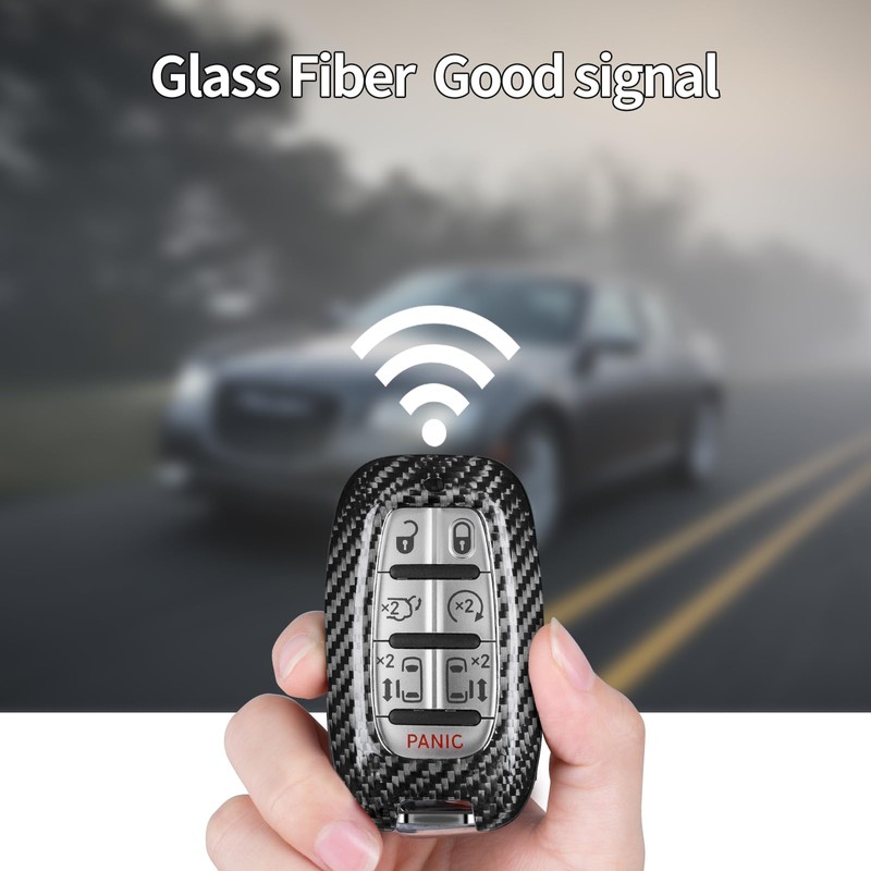 T-carbon Real Glass Fiber Key fob Cover Compatible with Chrysler