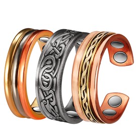 YINOX Arthritis Ring, 99.9% Pure Copper Magnetic Therapy Ring for Men and Women, 3 Pieces Magnetic Therapy Jewelry for Arthritis, Carpal Tunnel Syndrome, Finger, Thumb (Length 57.5mm)
