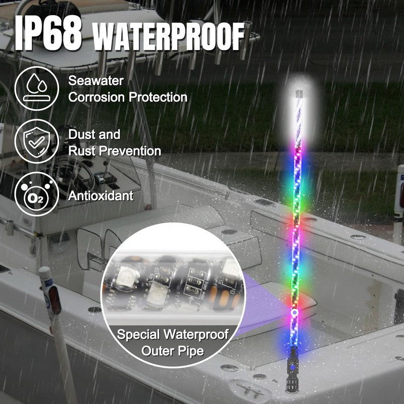 AddSafety 3FT Nav Lights for Boat, Plug-in Base Chasing Color