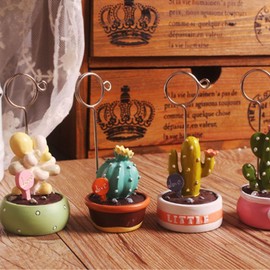 6 pcs Cute Flower Table Card Memo Holder Stand, Table Photo Display Clip Stand for Monmory Photo Picture Memo Cards Paper Note Postcards Wedding Number Card Display (Cactus-A)