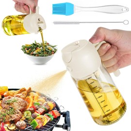 Syunyin Oil Sprayer for Cooking, Olive Oil Sprayer 470ml Oil Spray Bottle 2 in 1 Oil Dispenser and Oil Sprayer Cooking Oil Spray Bottle for Cooking (WHITE)