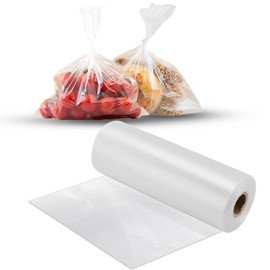 10" x 14" Clear Plastic Produce Bag on a Roll, Food Storage Bags for Vegetables, Bread, Fruits and Meat, Easy To Tear, Continuous Roll- 500 Bags/Roll - [1 Rolls]
