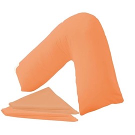 BuzzBuy 2 Pack V shaped pillowcase covers - 100% Poly-cotton Back & Neck Support Orthopaedic Pregnancy/Nursing V Pillowcase cover only (Peach)