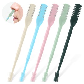 CNDNO 5Pcs 2-in-1 Nasal Hair Cutter, Double Sided Nose Hair Cutter, Portable 360° Rotating Manual Nose Hair Trimmer for Men and Women, Colorful