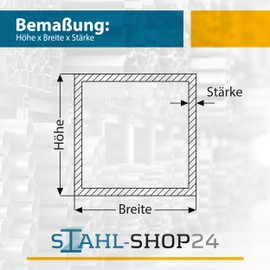 Stahl-Shop24 - Stainless Steel Square Tube V2A Hollow Profile Welded Polished Construction Tube Square Tube for Constructions Material 1.4301, Length: 500 mm, Dimensions: 25 x 25 x 1.5 mm