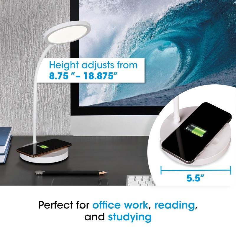 OttLite Good Housekeeping Circular LED Desk Lamp with Wireless Charging