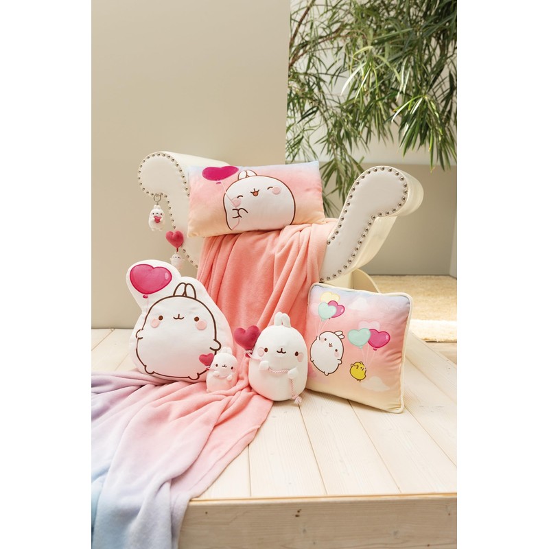 MOLANG Key Ring with Heart 8 cm White Plush Companion