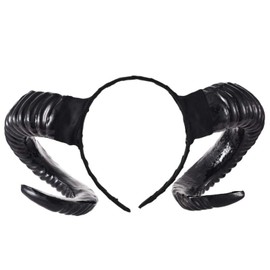 Ro Rox Gothic Ram Horns Sinister Evil Headband Roses Garland Satanic Headpiece - Black Horns