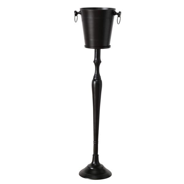 WHW Whole House Worlds Old World Luxurious Grand Hotel Champagne Bucket with Tall Stand, Black Finished Aluminum, 42.5 Inches Tall, 2 Piece Set